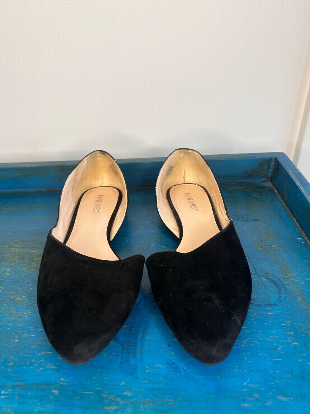 Nine West Black Suede Pointed D'Orsay Flats